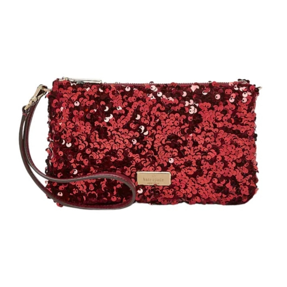 kate spade Handbags - New KATE SPADE Red Kiki Sequin Convertible Wristlet NWT